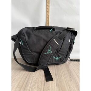 Osprey FlapJill Messenger Laptop Bag Black Teal Commuter Travel Shoulder Bag